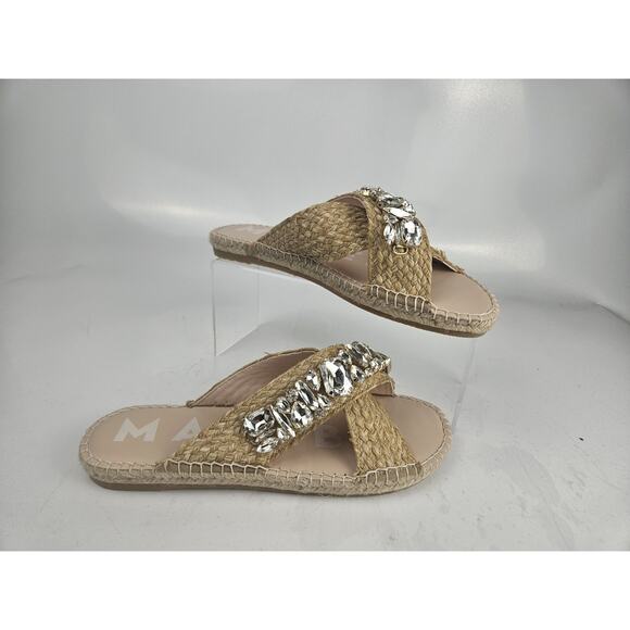 Manebi Size 7.5 Rhinestone Sandals Jute Excellent Condition! - Picture 1 of 7